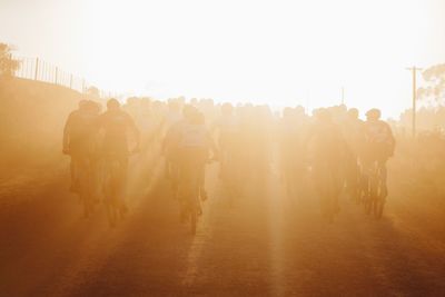 Large group of people riding bicycles