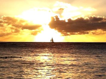 Scenic view of sea at sunset
