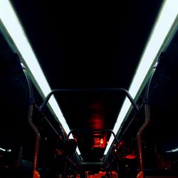 Interior of illuminated bus