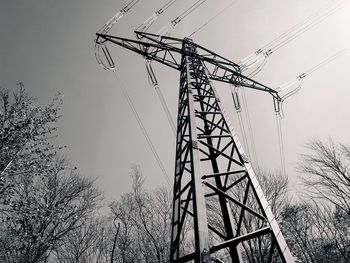 Low angle view of power lines against sky