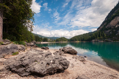 Scenic view of lake against sky