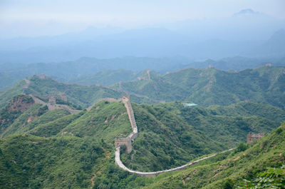 High angle view of country road