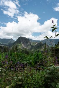 Scenic view of mountains against sky