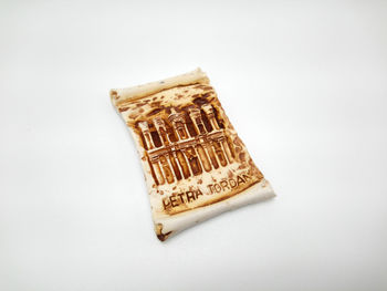 High angle view of text on white background