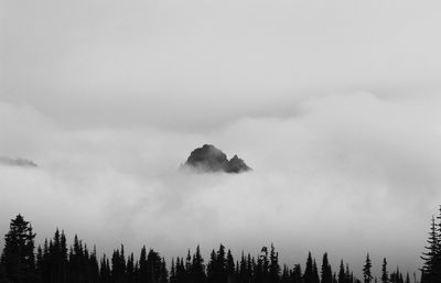 Scenic view of mountains against cloudy sky