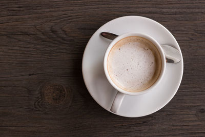 High angle view of coffee on table