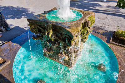 High angle view of fountain in swimming pool