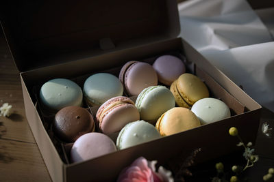 Photo of elegant macarons box for gifts.