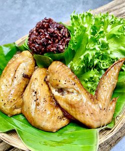 High angle view of fresh vegetables in plate