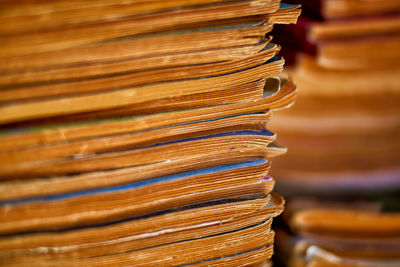 Full frame shot of stacked books