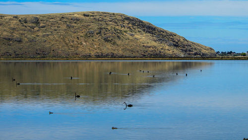 Scenic view of lake against sky