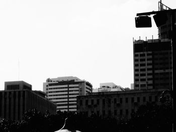 View of buildings against clear sky