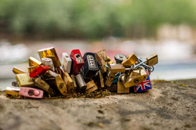 Close-up of toy car on table