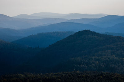 Layers of wooden mountain ranges in rheinland
