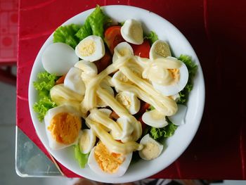 Directly above shot of salad in bowl