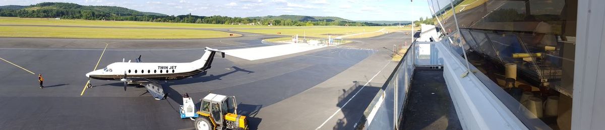 High angle view of airport runway