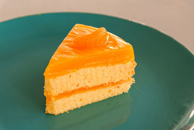 Close-up of cake slice in plate