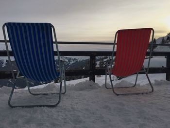 Relaxing chairs on snow