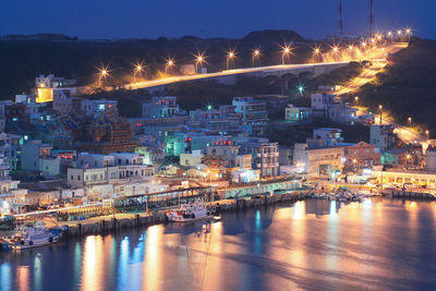 Illuminated city at night