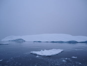 Scenic view of frozen sea against clear sky