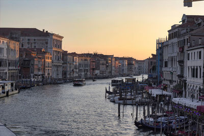 Venice, italy wide angle view of famous canal grande. colorful spring view from rialto bridge