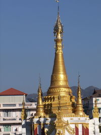 Low angle view of pagoda against sky