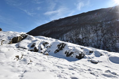 Winter in ushguli in the caucasus mountains in samegrelo-zemo svaneti region, georgia