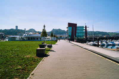 View of pier at harbor against sky