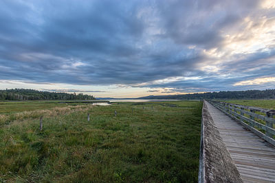 Scenic view of land against sky