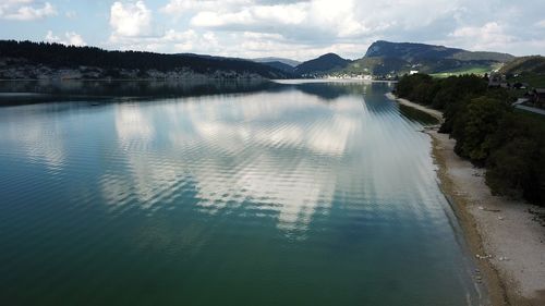 Scenic view of lake against sky