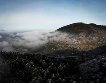 Scenic view of mountains against sky
