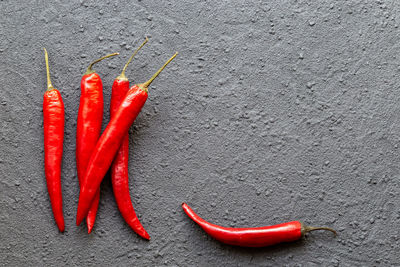 Close-up of red chili pepper against white background