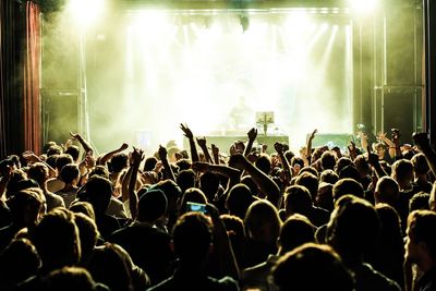 High angle view of people in concert