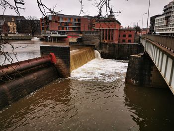 River amidst buildings against sky