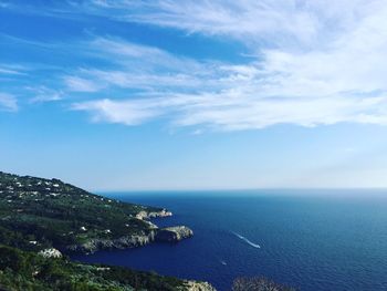 Scenic view of sea against cloudy sky