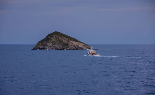 Scenic view of sea against clear sky