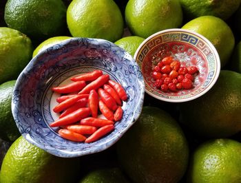 High angle view of fruits