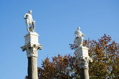 Low angle view of statue against clear sky