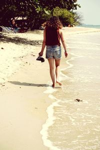 Full length of woman standing on beach