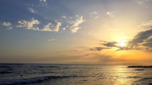 Scenic view of sea at sunset