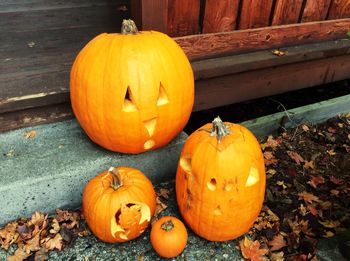 Close-up view of pumpkins
