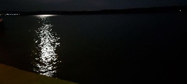 Scenic view of sea against sky at night