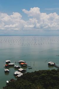 Scenic view of sea against cloudy sky