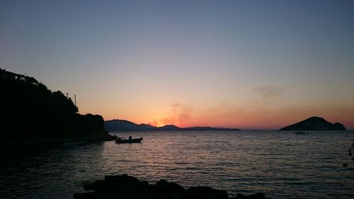 Scenic view of sea at sunset