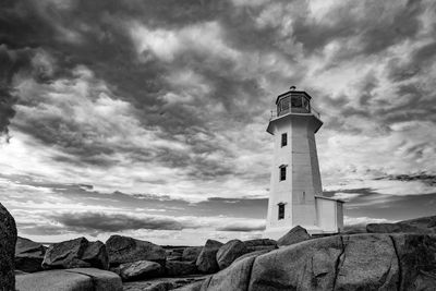 Lighthouse against cloudy sky