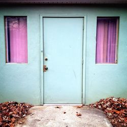 Closed door of building