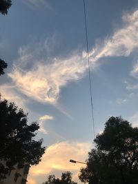 Low angle view of silhouette trees against sky during sunset