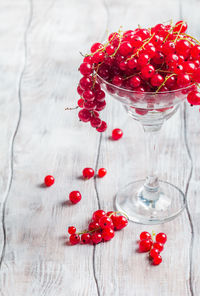 Close-up of red berries on table