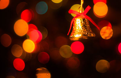 Defocused image of illuminated christmas tree