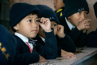 Portrait of boy looking at camera